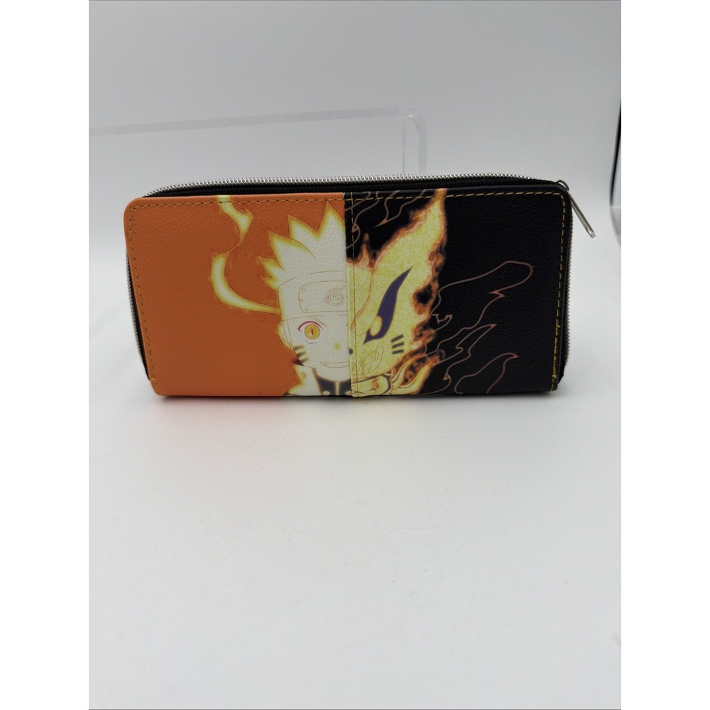 Naruto Shippuden Wallet Orange Black Anime Rectangle‎ Zip Up - NEW